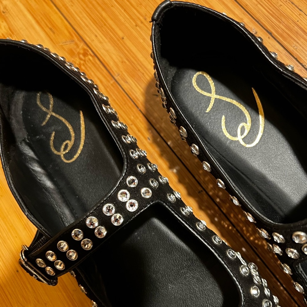 Sam Edelman Michaela Rhinestone Mary Jane Black Silver Size 10. - Picture 4 of 16